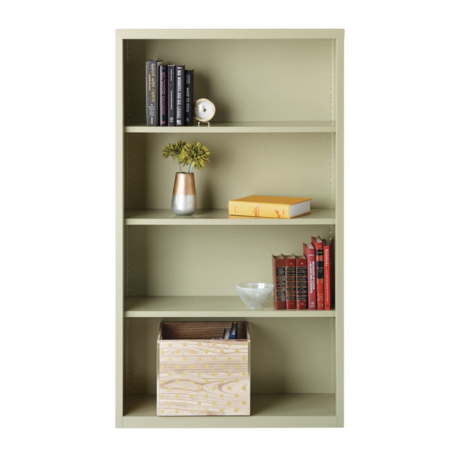 OfficeSource Steel Bookcase HIRSCH 4 Shelf Metal Bookcase, 60" High - Putty