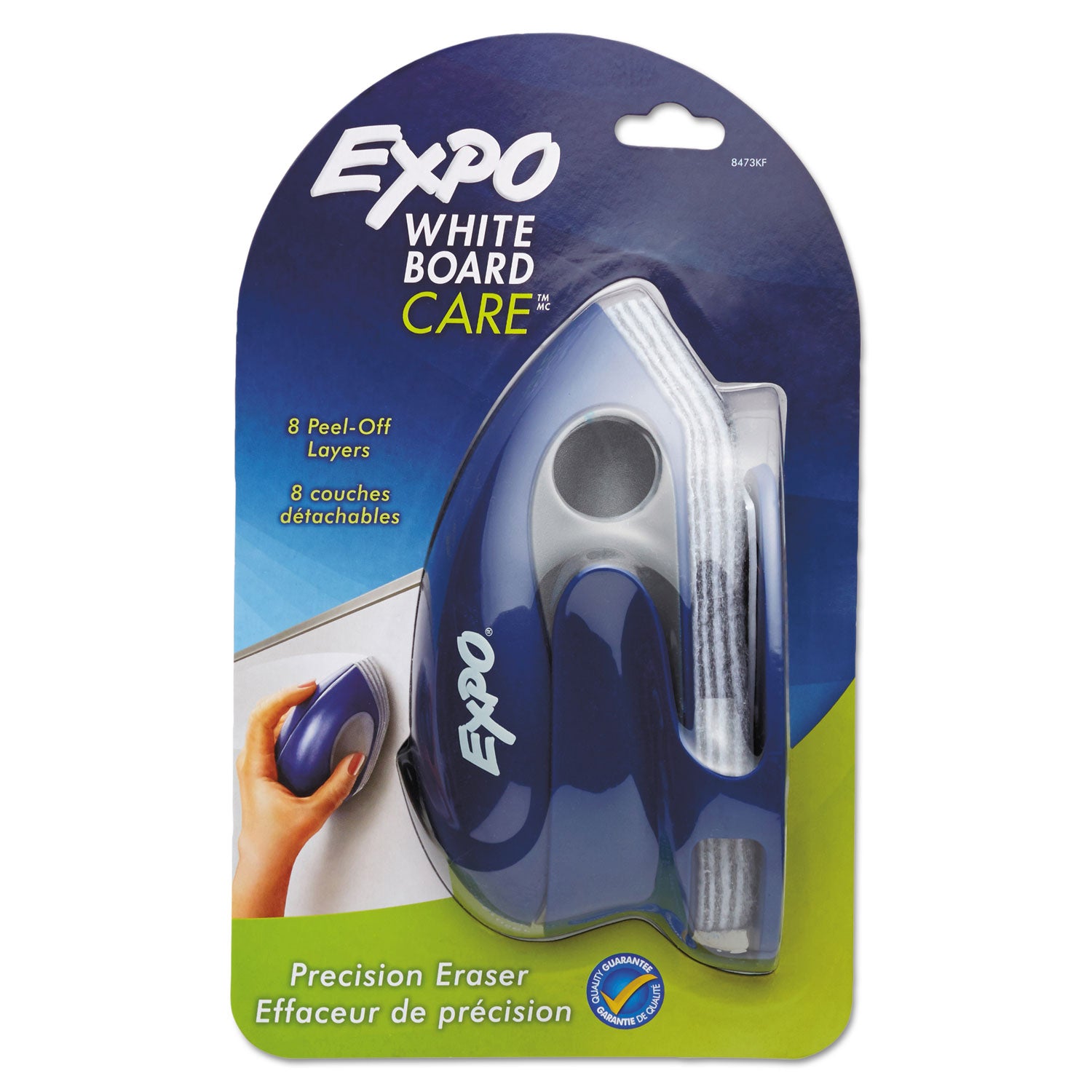 White Board Care Dry Erase Precision Eraser With Replaceable Pad, Eight Peel-Off Layers, 7.6" X 3.4" X 3.6"