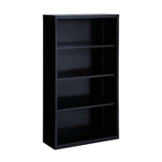 OfficeSource Steel Bookcase HIRSCH 4 Shelf Metal Bookcase, 60" High - Black