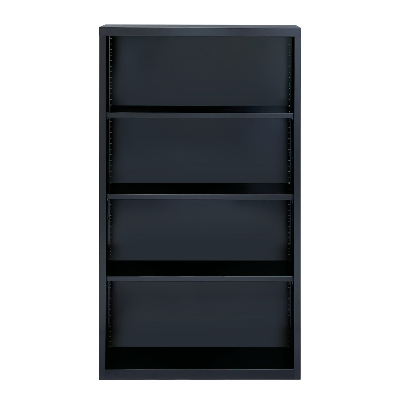 OfficeSource Steel Bookcase HIRSCH 4 Shelf Metal Bookcase, 60" High - Black