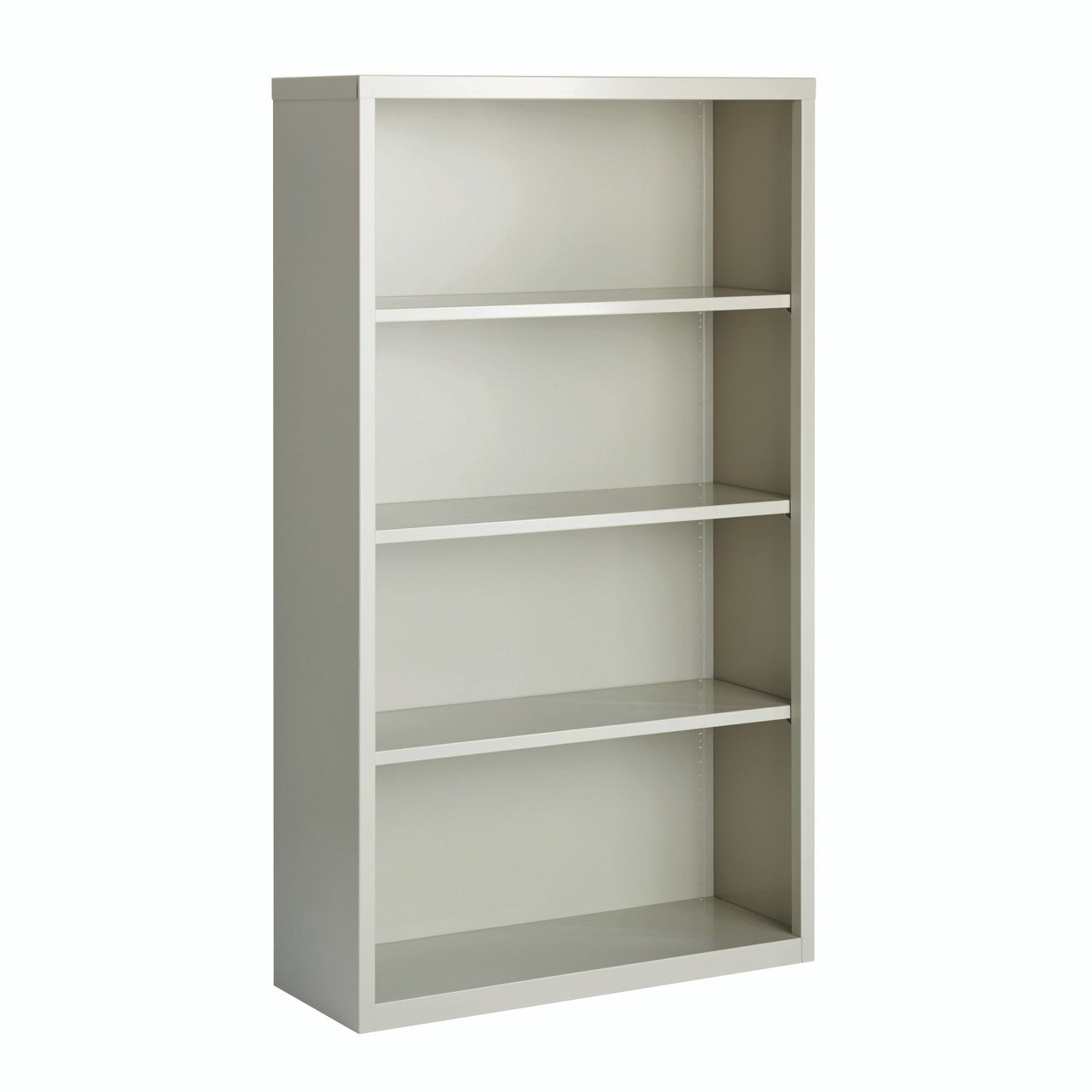 OfficeSource Steel Bookcase HIRSCH 4 Shelf Metal Bookcase, 60" High - Light Gray