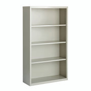 OfficeSource Steel Bookcase HIRSCH 4 Shelf Metal Bookcase, 60" High - Light Gray