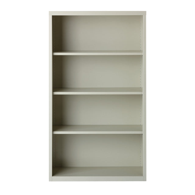 OfficeSource Steel Bookcase HIRSCH 4 Shelf Metal Bookcase, 60" High - Light Gray
