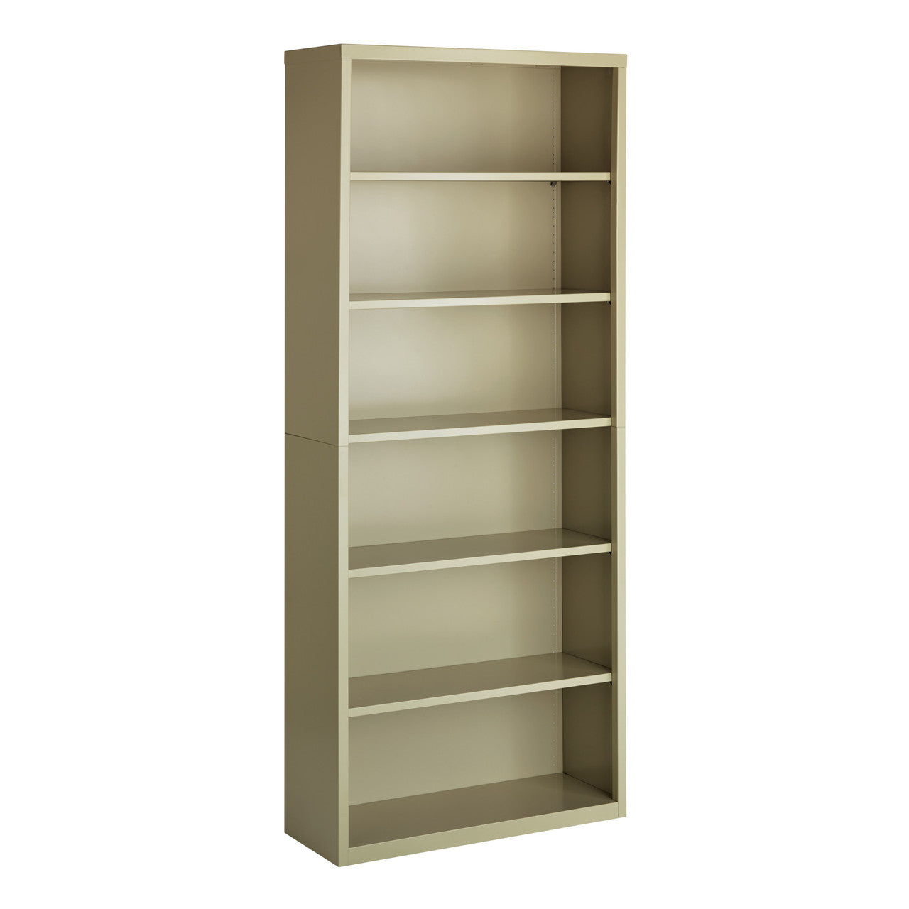 OfficeSource Steel Bookcase HIRSCH 6 Shelf Metal Bookcase, 82" High - Putty