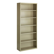 OfficeSource Steel Bookcase HIRSCH 6 Shelf Metal Bookcase, 82" High - Putty