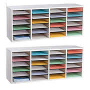Wood Adjustable 24 Compartment Literature Organizer, White 2 Pack