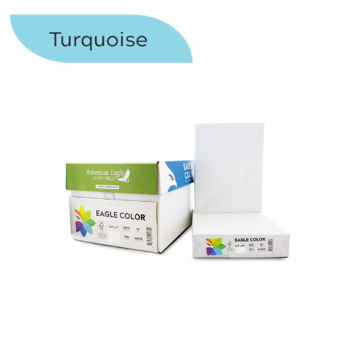 8.5" x 11" Color Copy Paper, 20 lbs., Turquoise, 500 Sheets/Ream