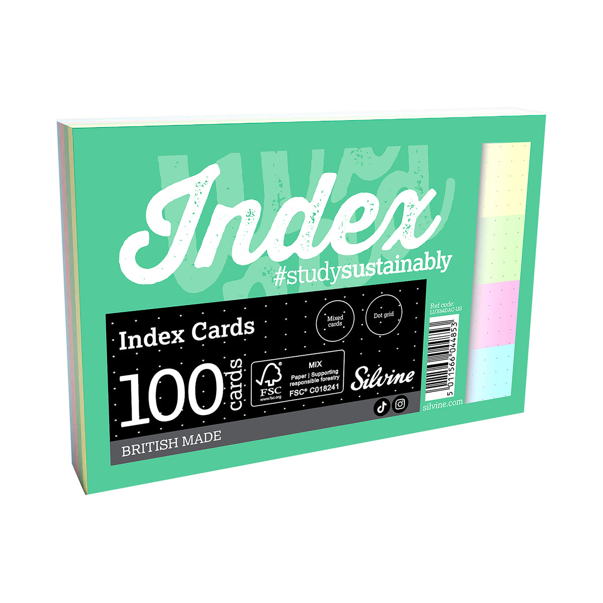 100PK INDXCRD 5MM DT GRD RL AST CLR