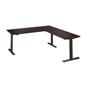 Bush Business Furniture Move 60 Series 72W Height Adjustable L Shaped Standing Desk in Black Walnut with Black Base - 71.02" Width x 76.97" Depth x 27.44" Height