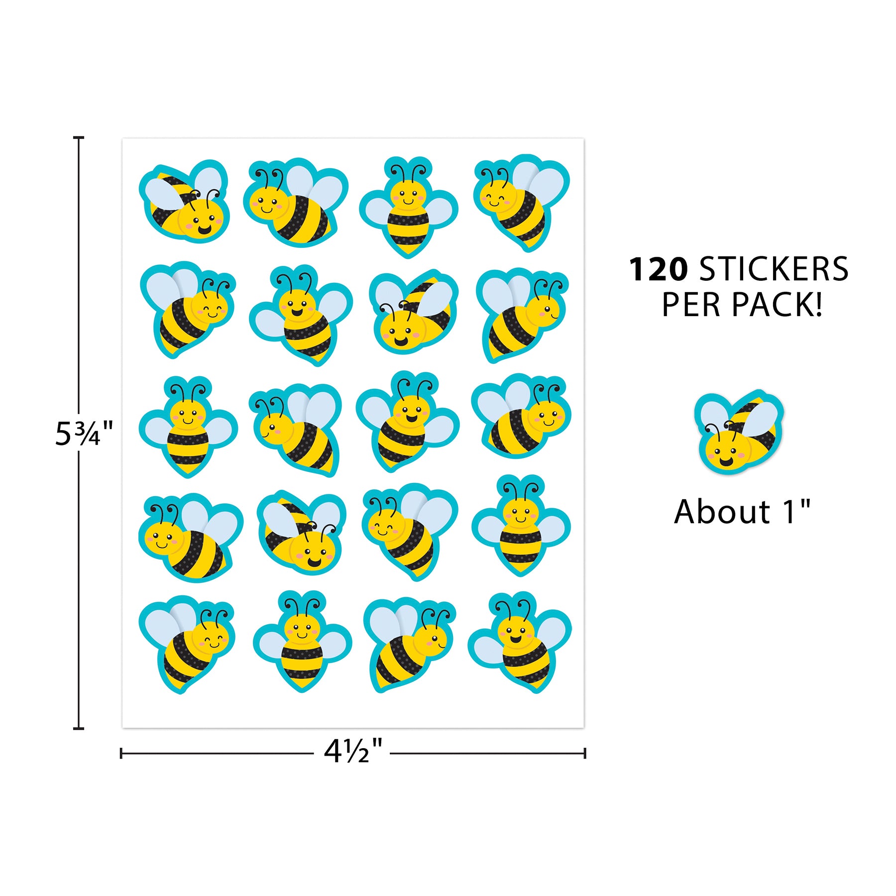 Buzzing Bees Stickers, Pack of 120