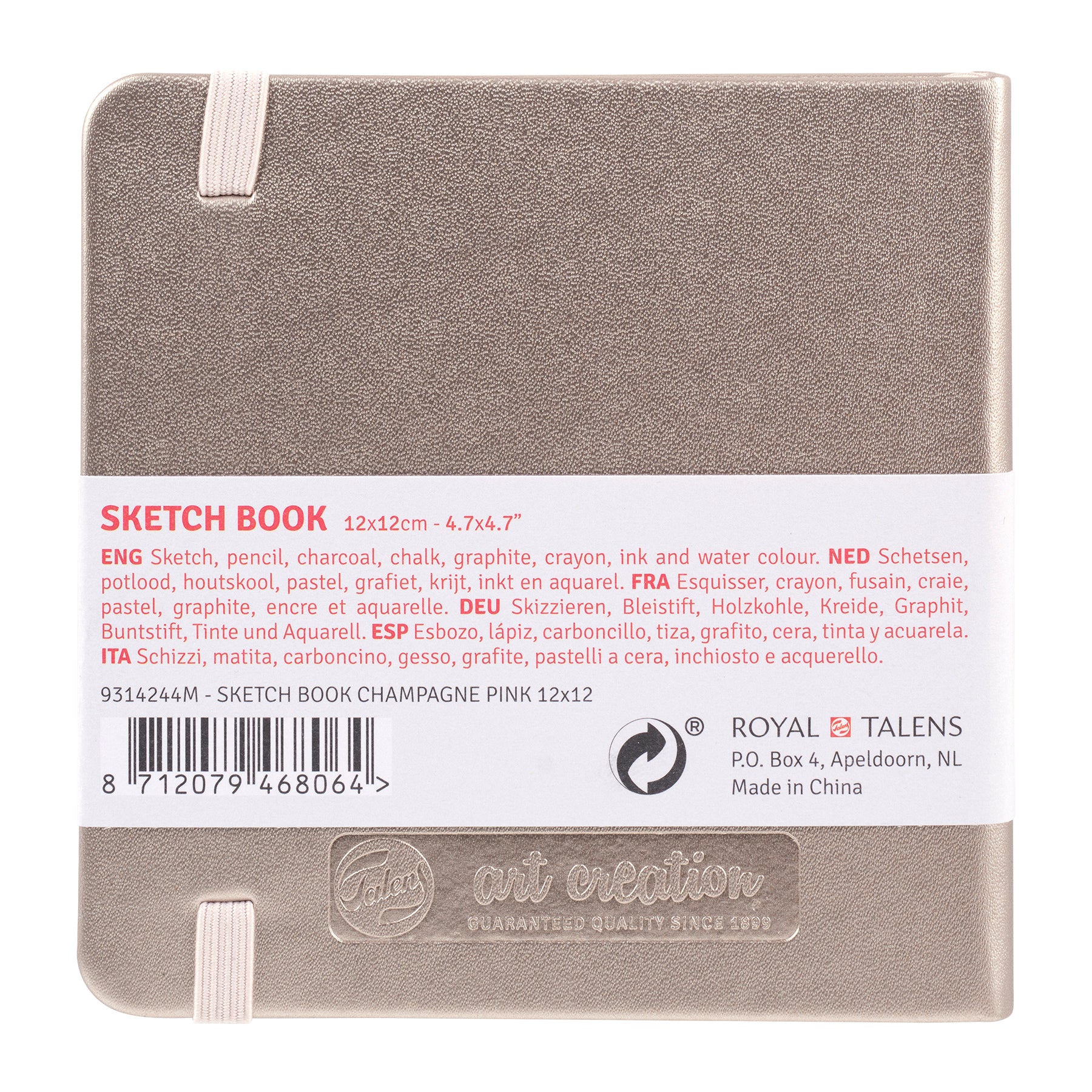 Sketchbook, 80 Sheets, 90lbs, Pink Champagne Cover, 4.7" x 4.7"