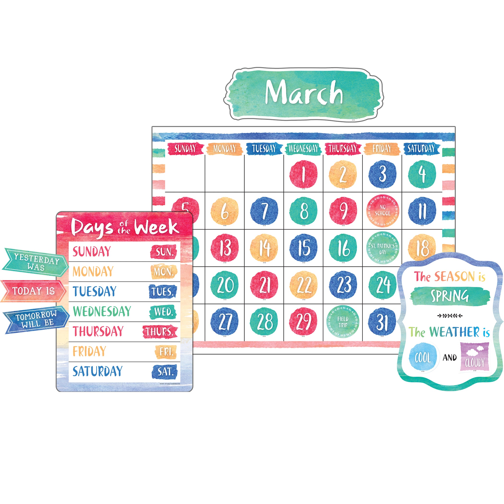 Watercolor Calendar Bulletin Board