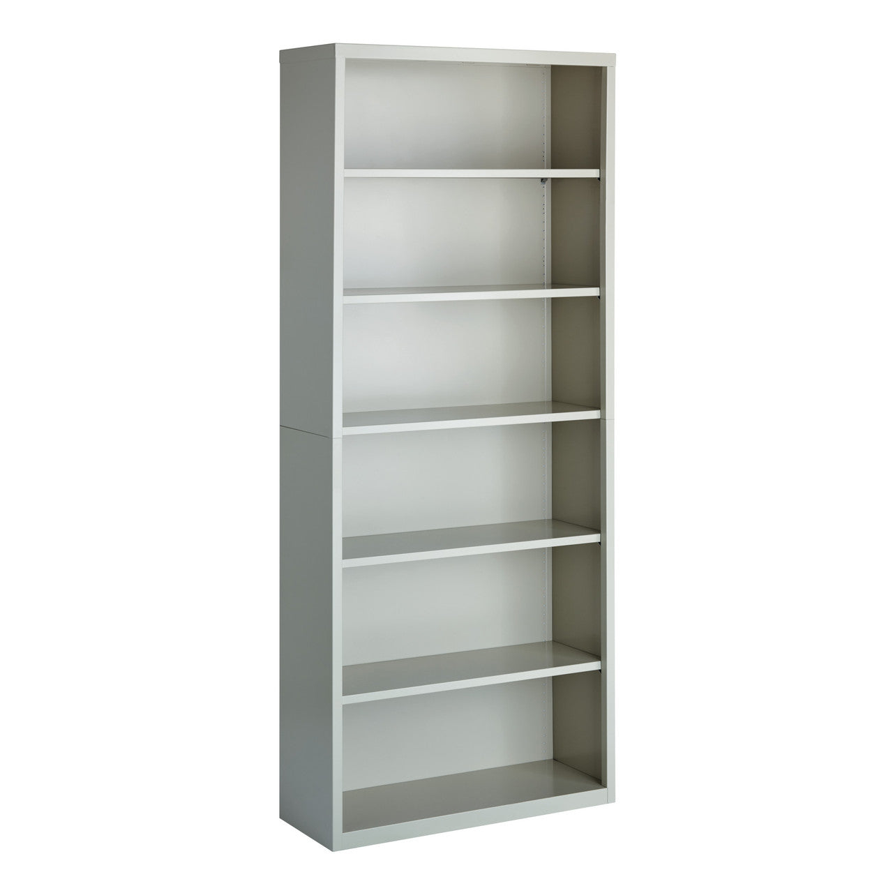 OfficeSource Steel Bookcase HIRSCH 6 Shelf Metal Bookcase, 82" High - Light Gray