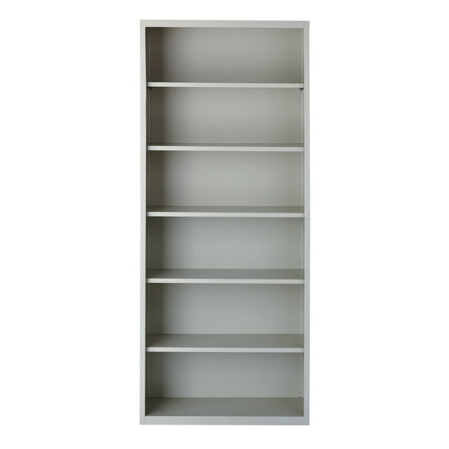OfficeSource Steel Bookcase HIRSCH 6 Shelf Metal Bookcase, 82" High - Light Gray
