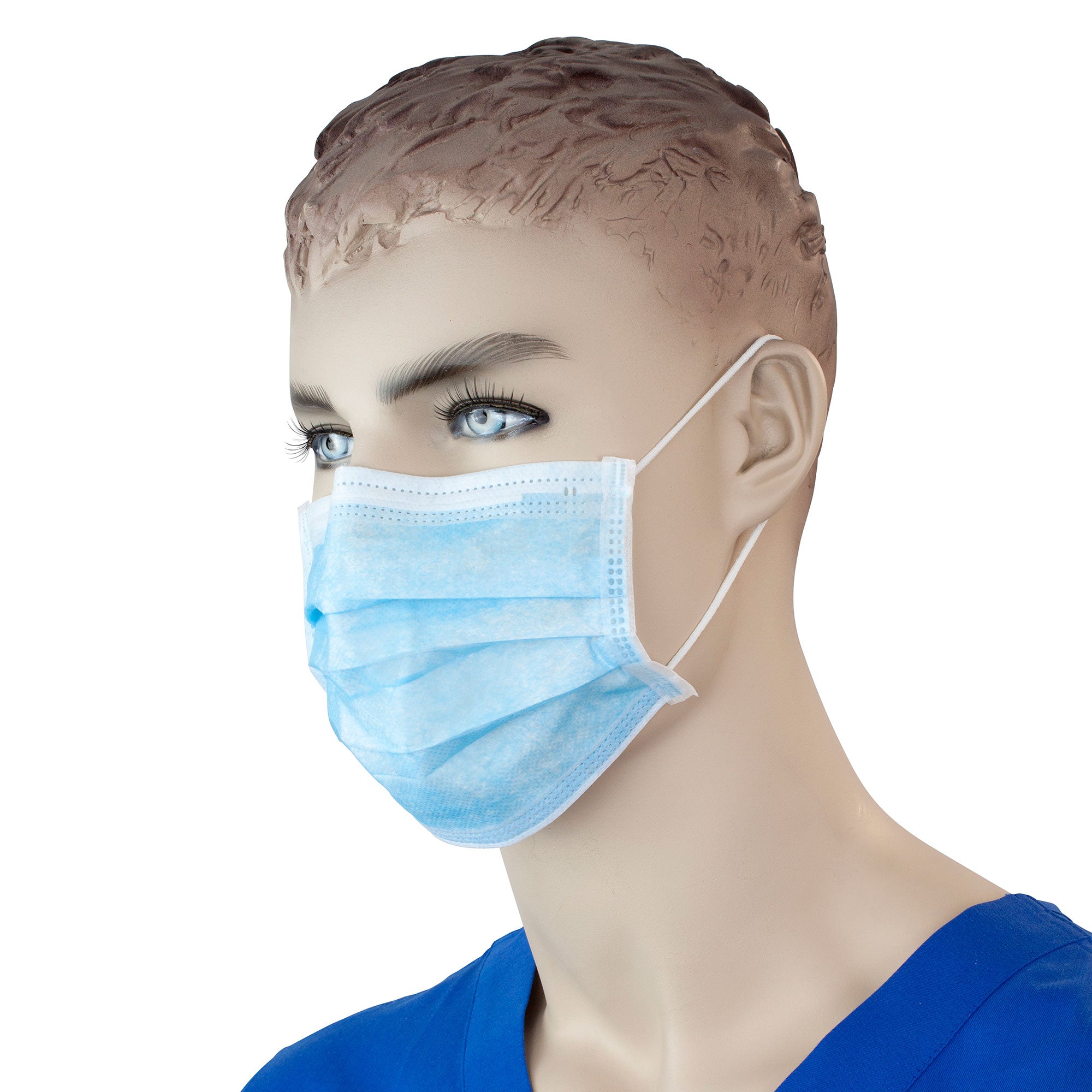Procedure Face Mask w/ Ear Loop, Blue - 50 pcs per Box/12 boxes per Case