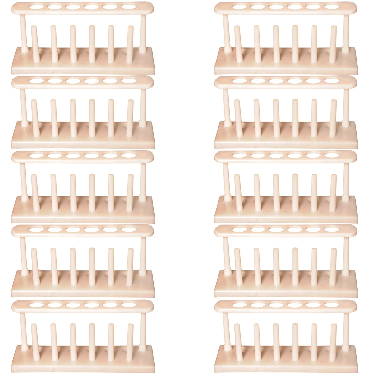 Test Tube Racks with Drying Pins, Plastic, 6 to 16mm Tubes, Pack of 10
