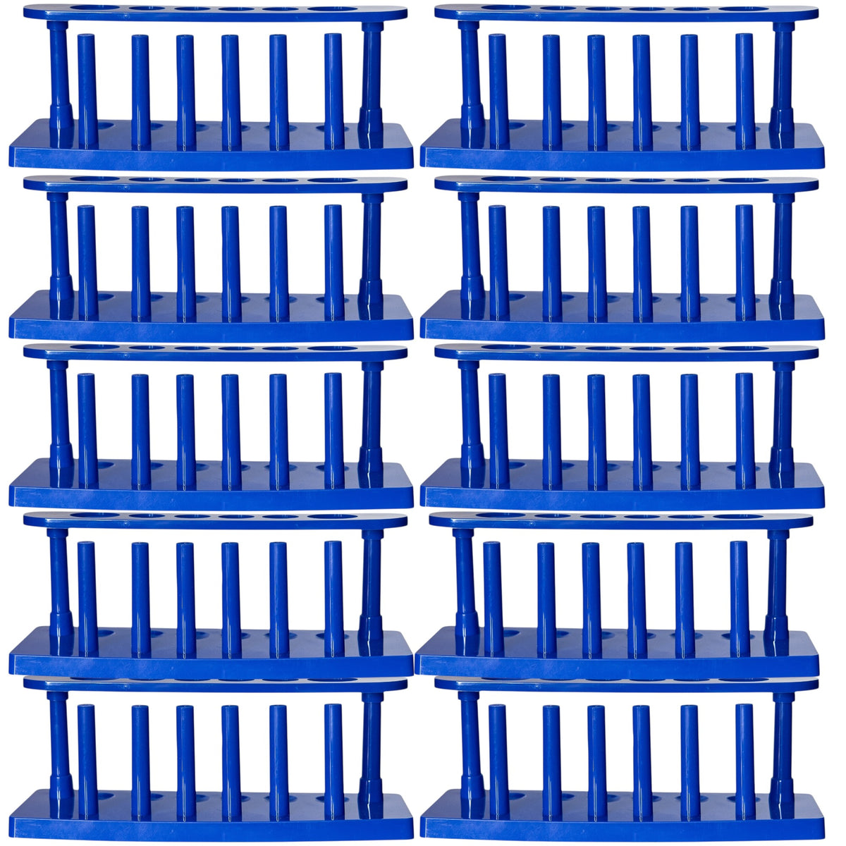 Test Tube Racks with Drying Pins, Plastic, 6 to 25mm Tubes, Pack of 10