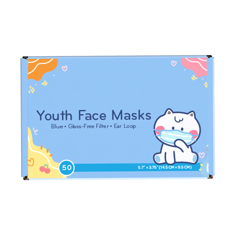 Child Face Mask, Blue - 50 pcs per Box/12 boxes per Case