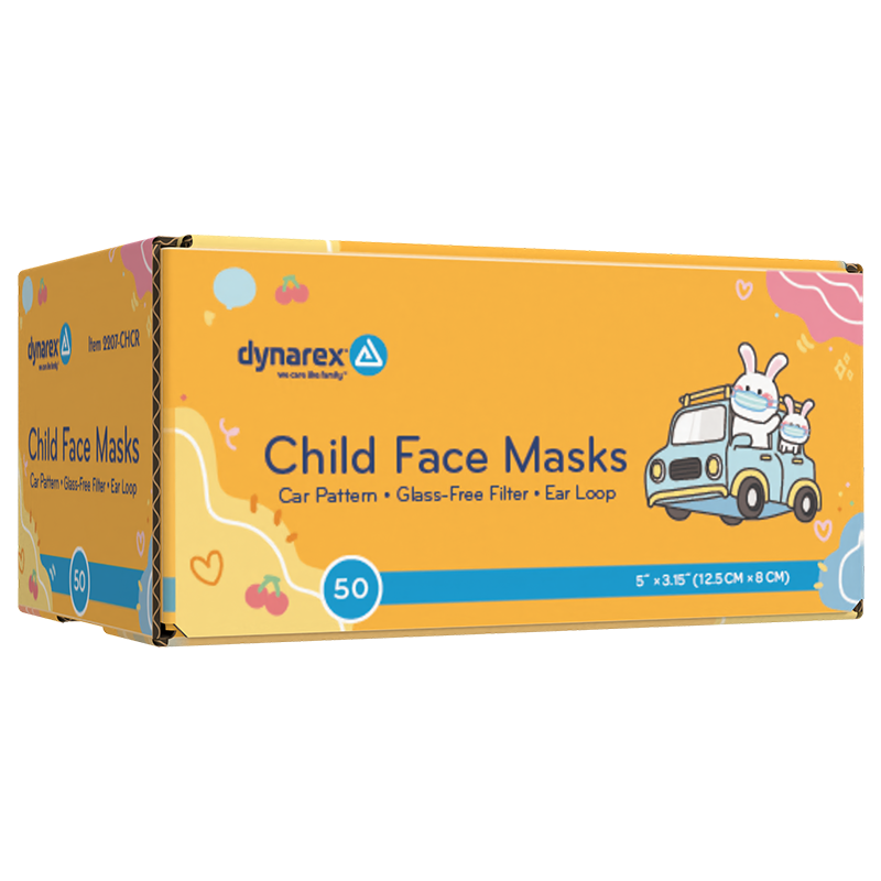 Child Face Mask, Car Print / Blue Background - 50 pcs per Box/12 boxes per Case