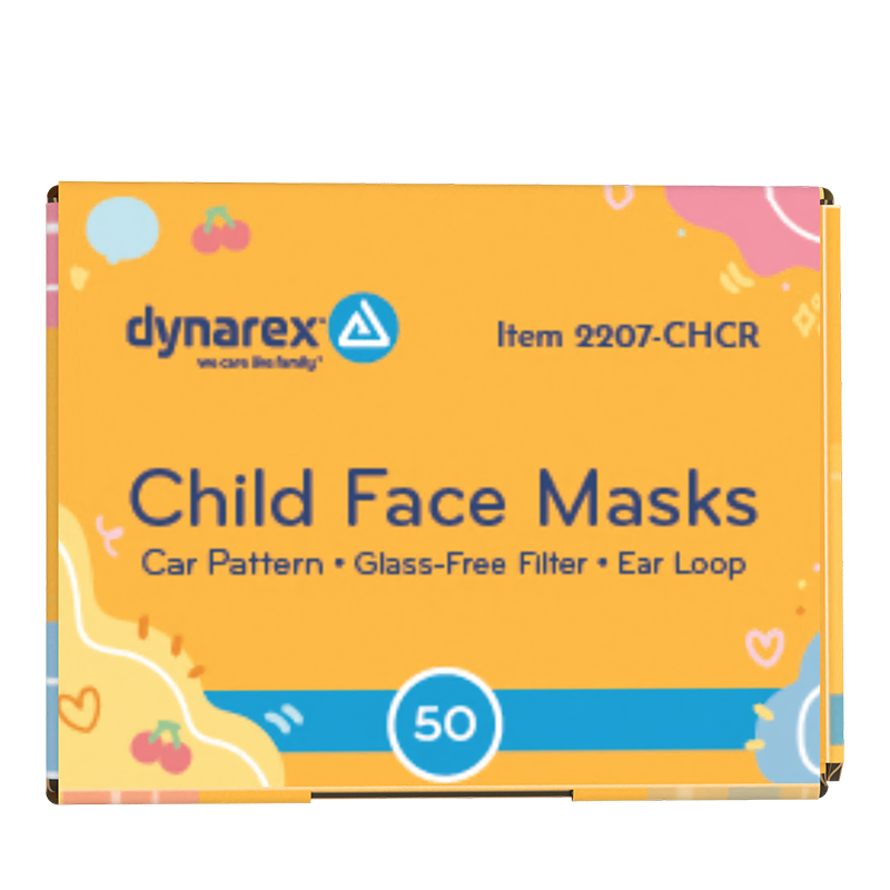 Child Face Mask, Car Print / Blue Background - 50 pcs per Box/12 boxes per Case