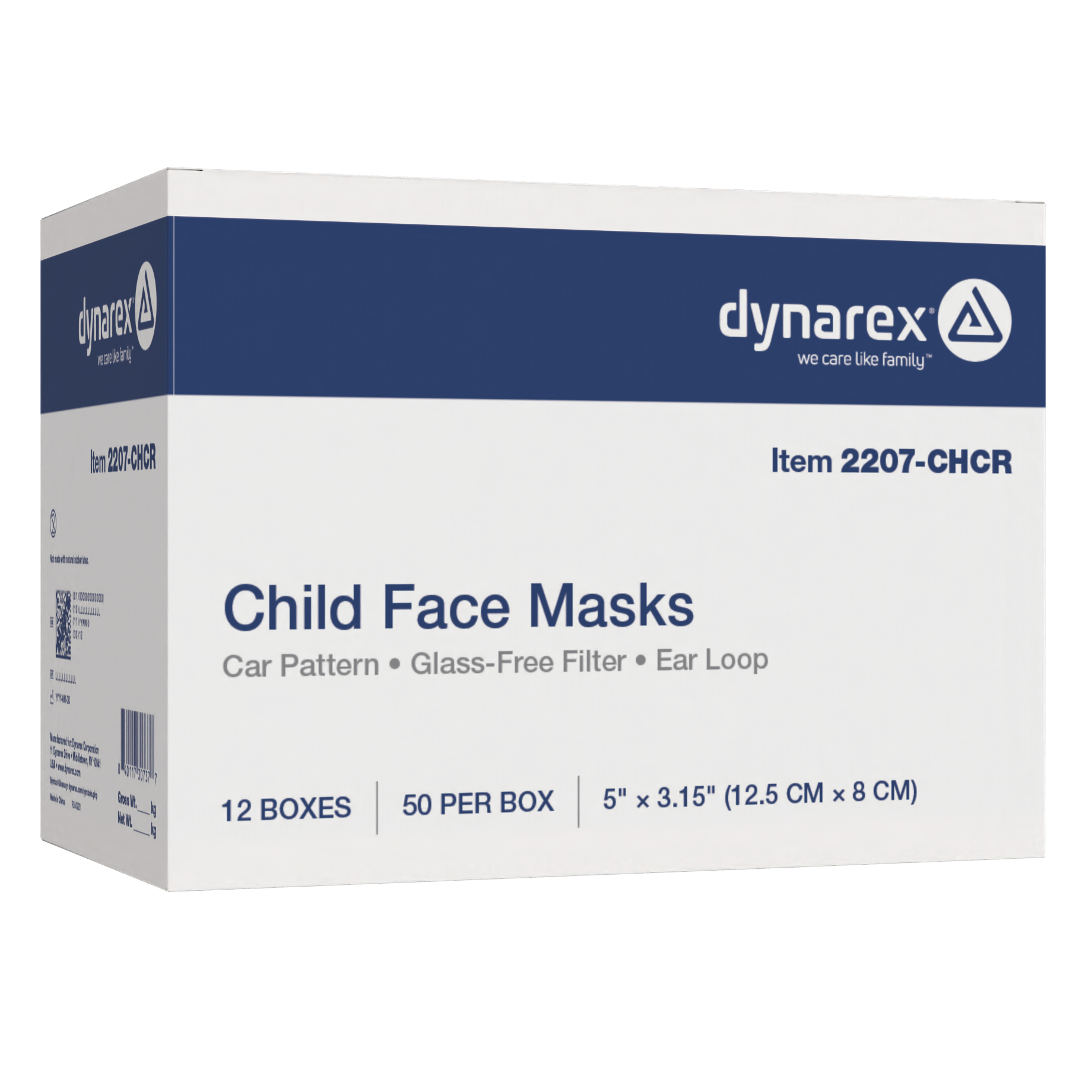Child Face Mask, Car Print / Blue Background - 50 pcs per Box/12 boxes per Case