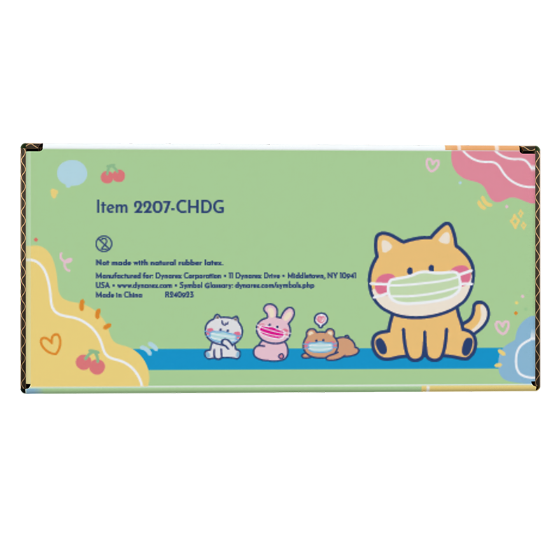 Child Face Mask, Dog Print / Yellow Background - 50 pcs per Box/12 boxes per Case
