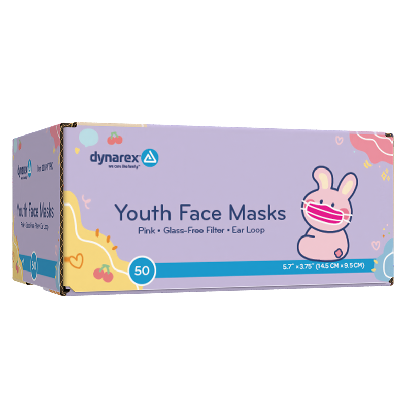 Youth Face Mask w/ Ear Loop, Pink - 50 pcs per Box/12 boxes per Case