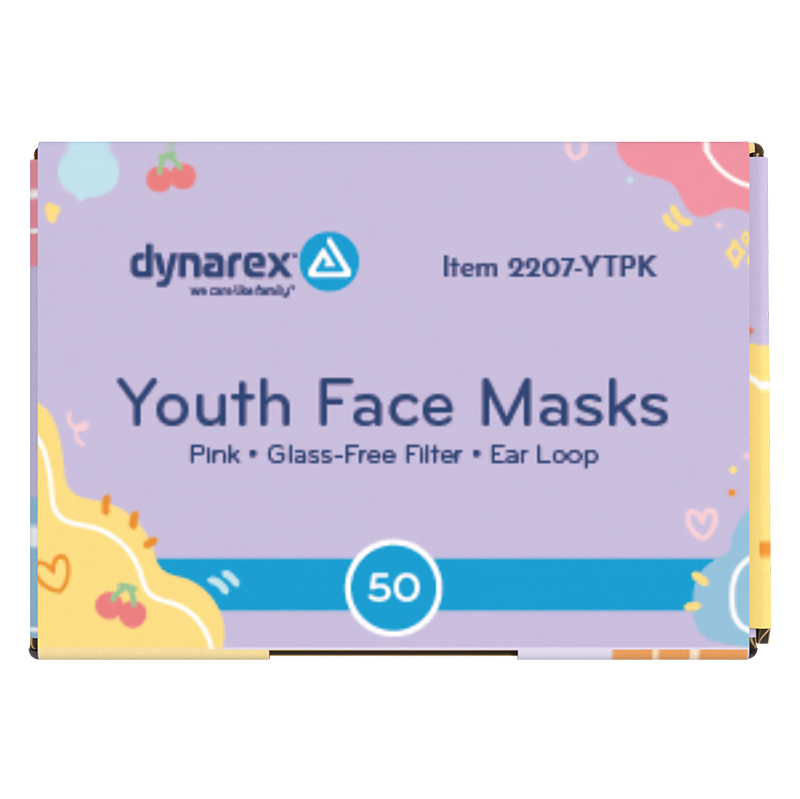 Youth Face Mask w/ Ear Loop, Pink - 50 pcs per Box/12 boxes per Case
