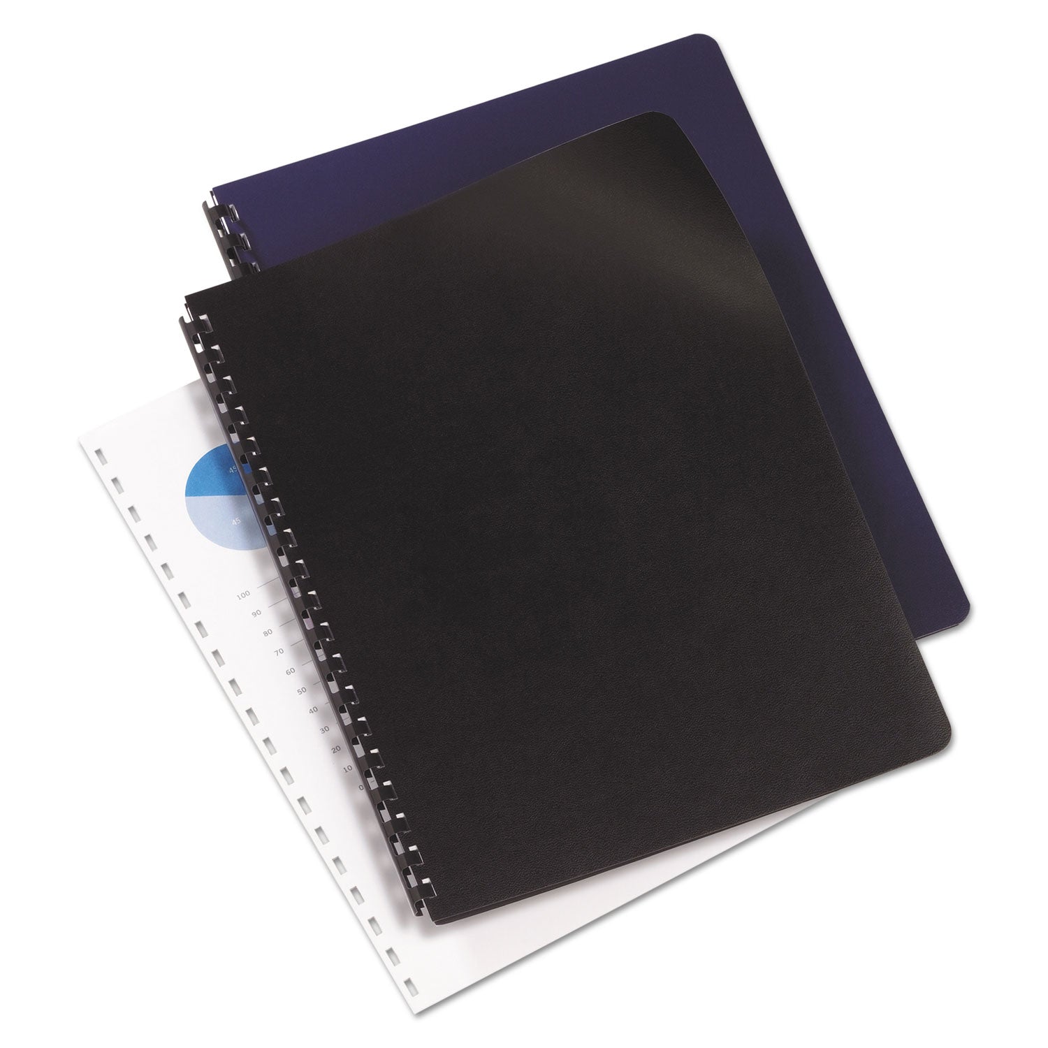 GBC Regency Letter Presentation Cover - 8 1/2" x 11" - 200 Sheets Capacity - Imitation Leather, Faux Leather, Paper Stock - Navy - Rounded Corner, Durable, Unpunched, Opaque - 200 / Box