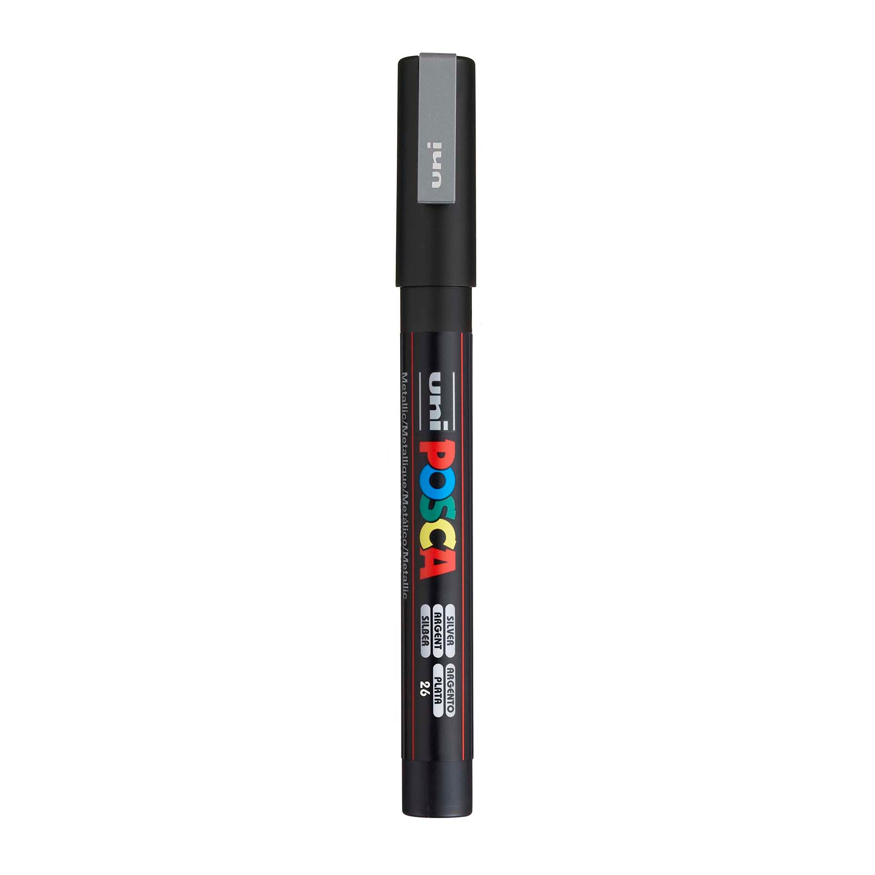 uni® POSCA PC-3M Water-Based Paint Markers, Reversible Fine Tip (0.9-1.3mm), Silver