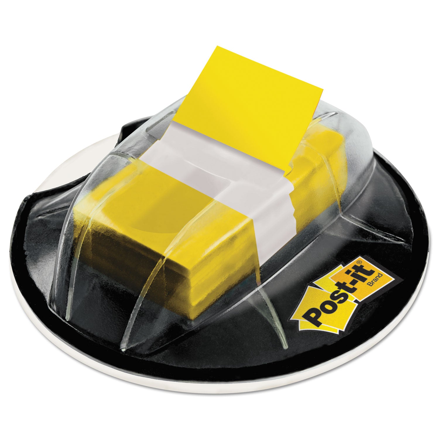 Post-it&reg; Flags in Desk Grip Dispenser - 200 - 1" Flag/Note Width x 1 3/4" Flag/Note Length - Rectangle - Unruled - Yellow - Removable, Self-adhesive - Dispenser Included - 200 / Pack