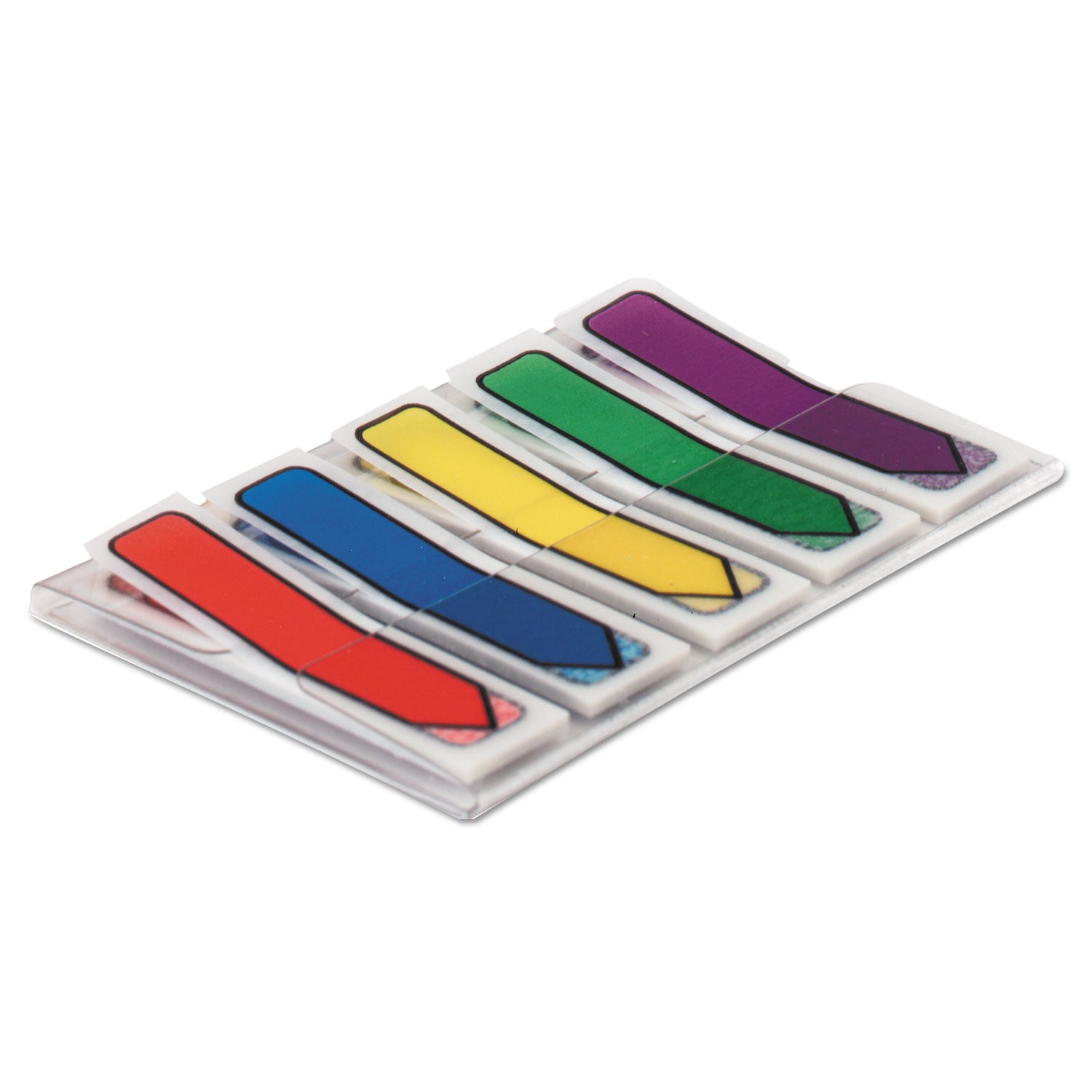 Post-it Arrow Flags, Bright Colors, 1/2" x 1 3/4", 20 Each of Blue, Green, Purple, Red, Yellow, 100 Flags per Pack, Removable, Self-Adhesive, Dispenser Included