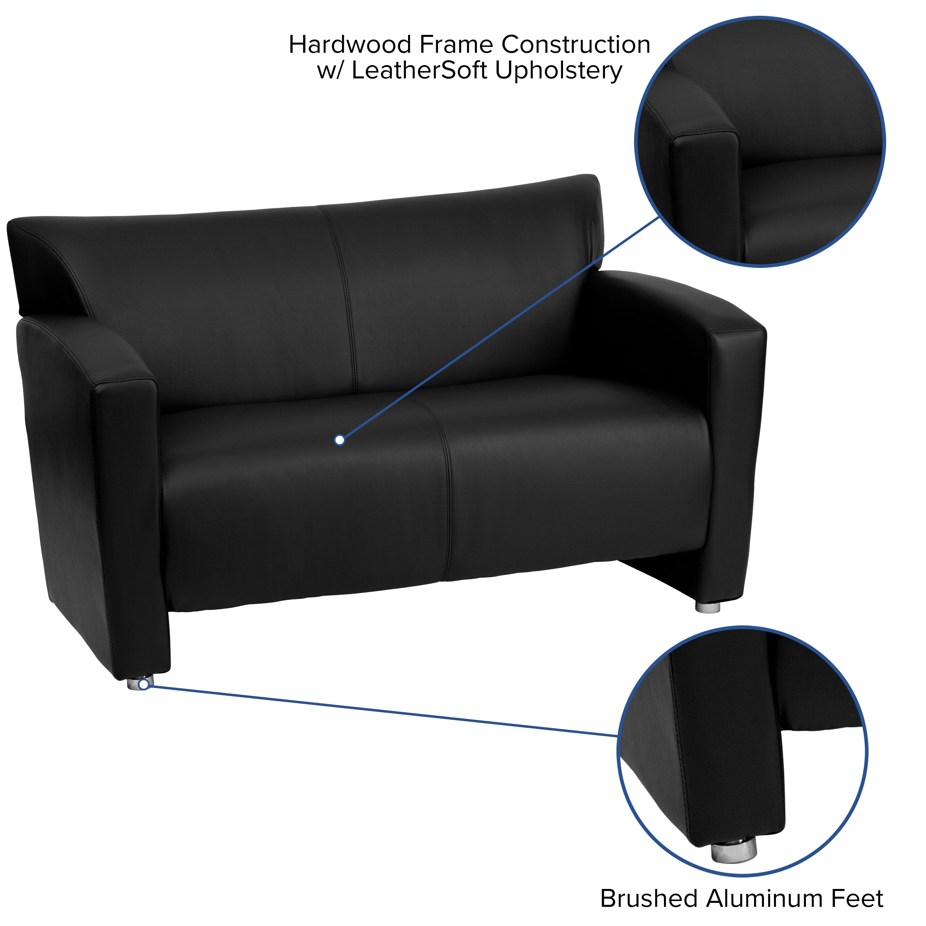 HERCULES Majesty Series Black LeatherSoft Loveseat
