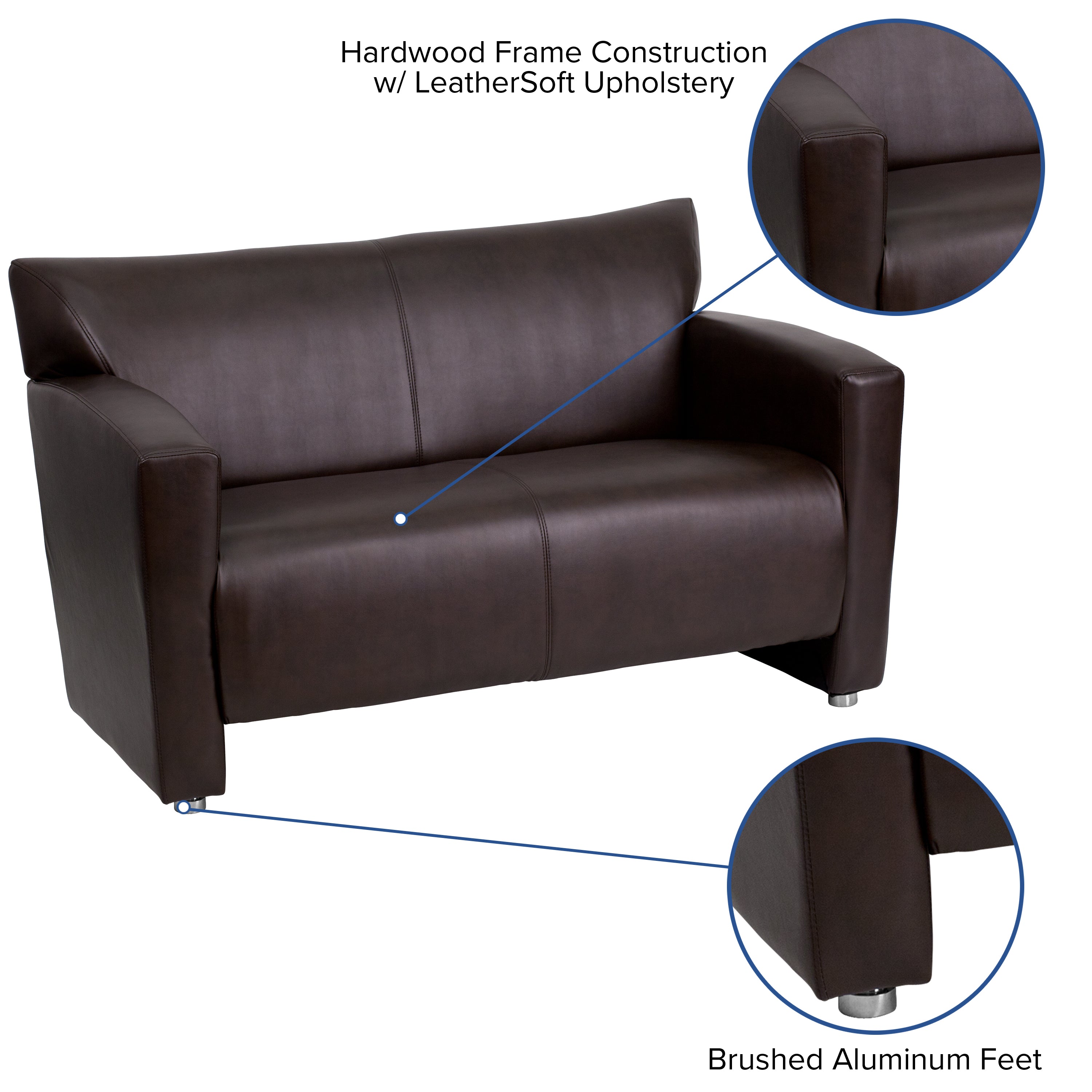 HERCULES Majesty Series Brown LeatherSoft Loveseat