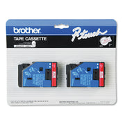 Tc Tape Cartridges For P-Touch Labelers, 0.47" X 25.2 Ft, Red On Clear, 2/pack