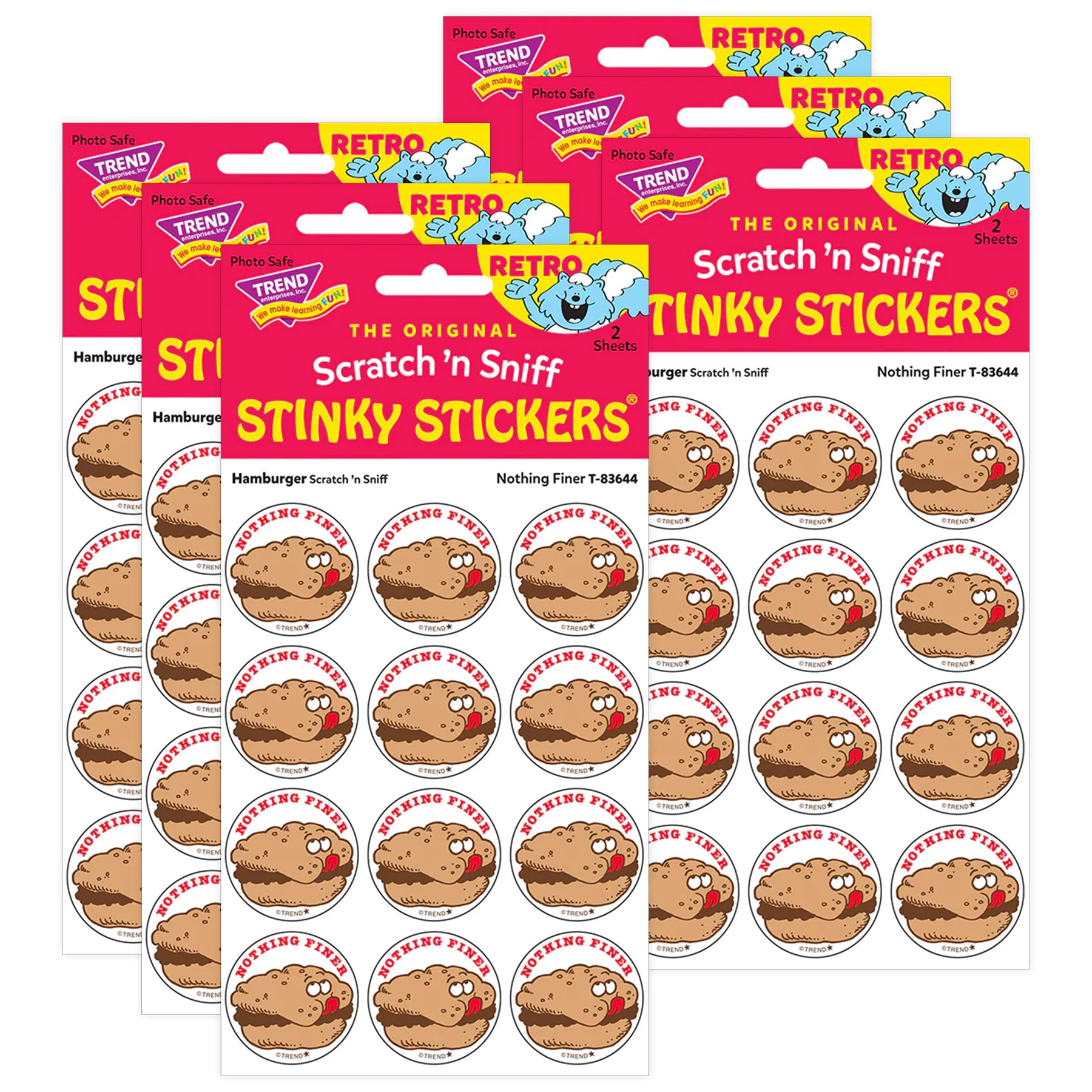 Nothing Finer/Hamburger scent Retro Scratch 'n Sniff Stinky Stickers®, 24 Per Pack, 6 Packs