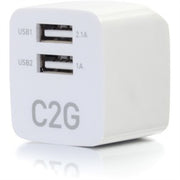 Cables to Go - C2G 22322 2-Port Foldable Wall Charger for Apple, Android, Samsung, iPhone - 5V 2.1A, White