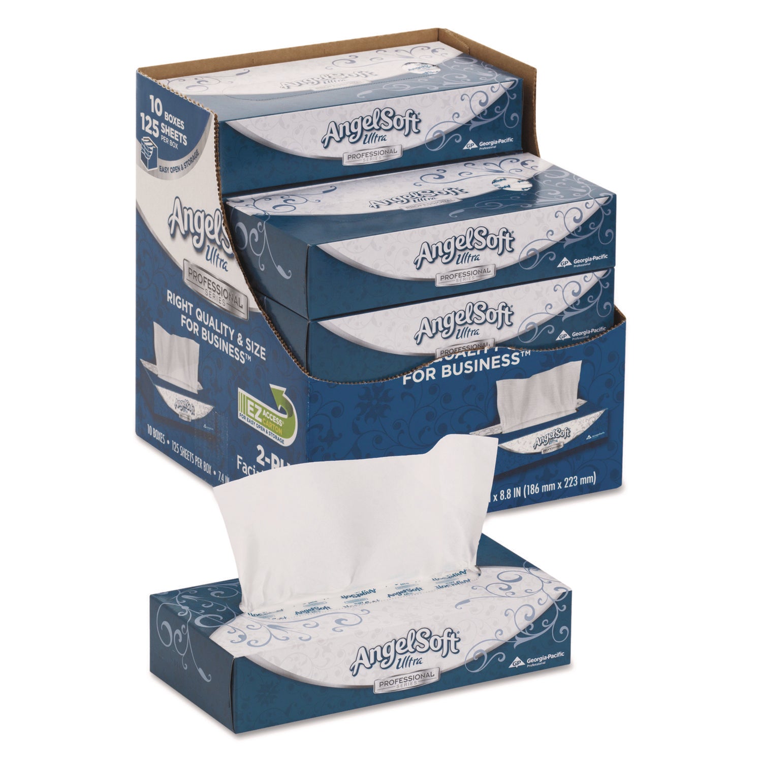 2 Ply - 7.40" Width x 8.80" Length - White - 125/Box - 10 / Carton