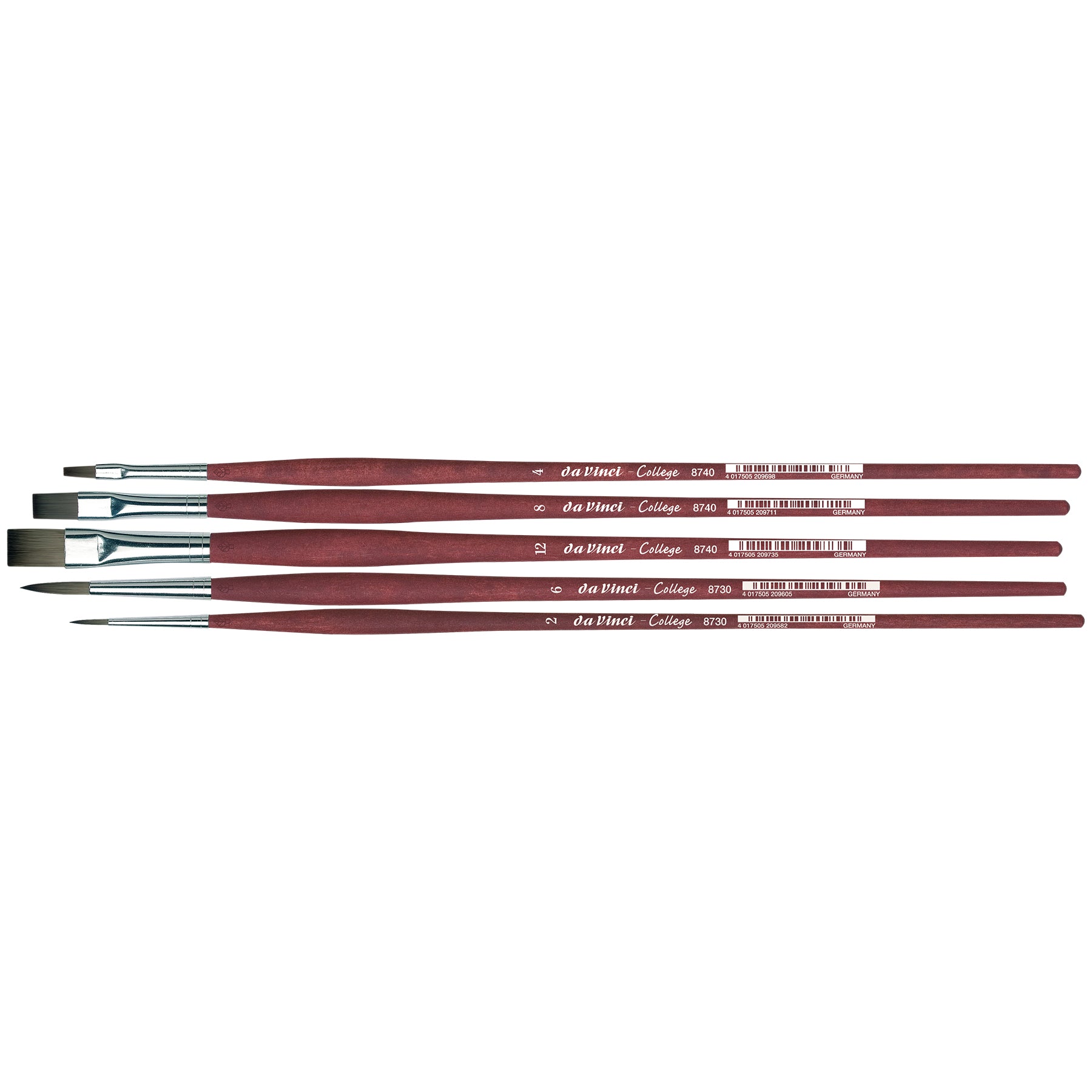 COLLEGE Student Brush, Synthetic, Acrylic & Oil, Assorted, 5 Brush Set