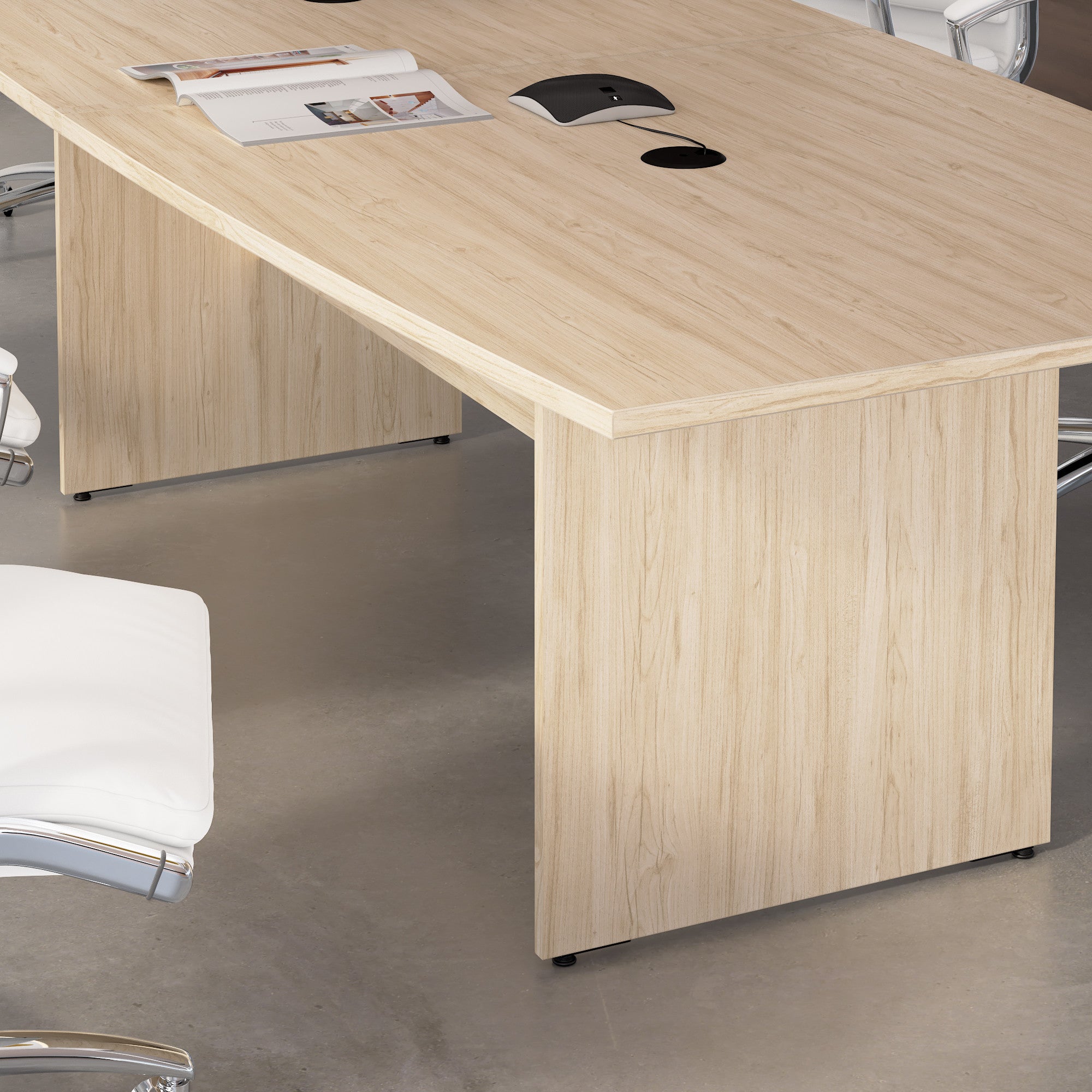 Bush Business Furniture 96-inch Office Conference Table with Wood Base in Natural Elm - 95.19" Width x 42" Depth x 28.65" Height
