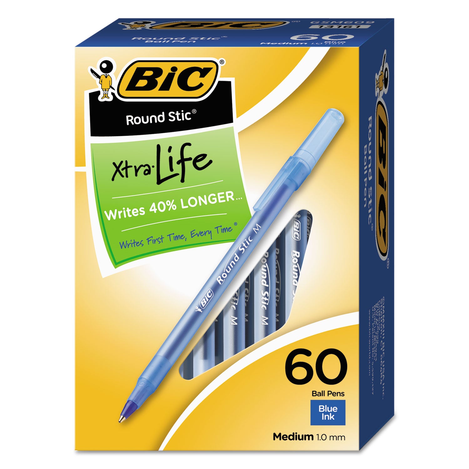 Round Stic® Xtra Life Ball Pen, Blue, Pack of 60