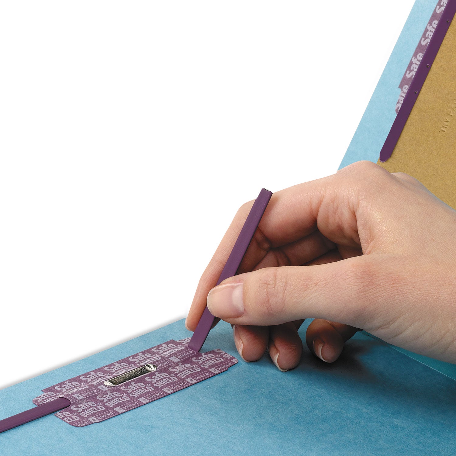 Smead SafeSHIELD Legal Size Blue Pressboard Classification Folders, 2/5 Tab Cut, 3 Dividers, 2 Fasteners, 3" Expansion, 100% Recycled, 10/Box