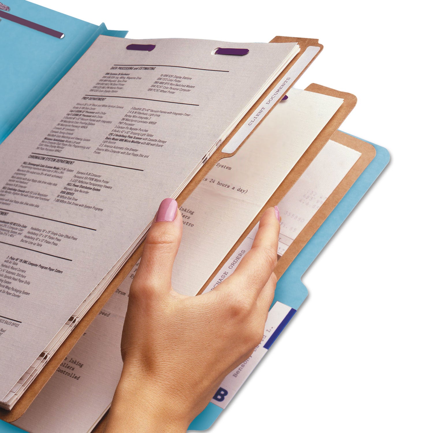 Smead SafeSHIELD Legal Size Blue Pressboard Classification Folders, 2/5 Tab Cut, 3 Dividers, 2 Fasteners, 3" Expansion, 100% Recycled, 10/Box
