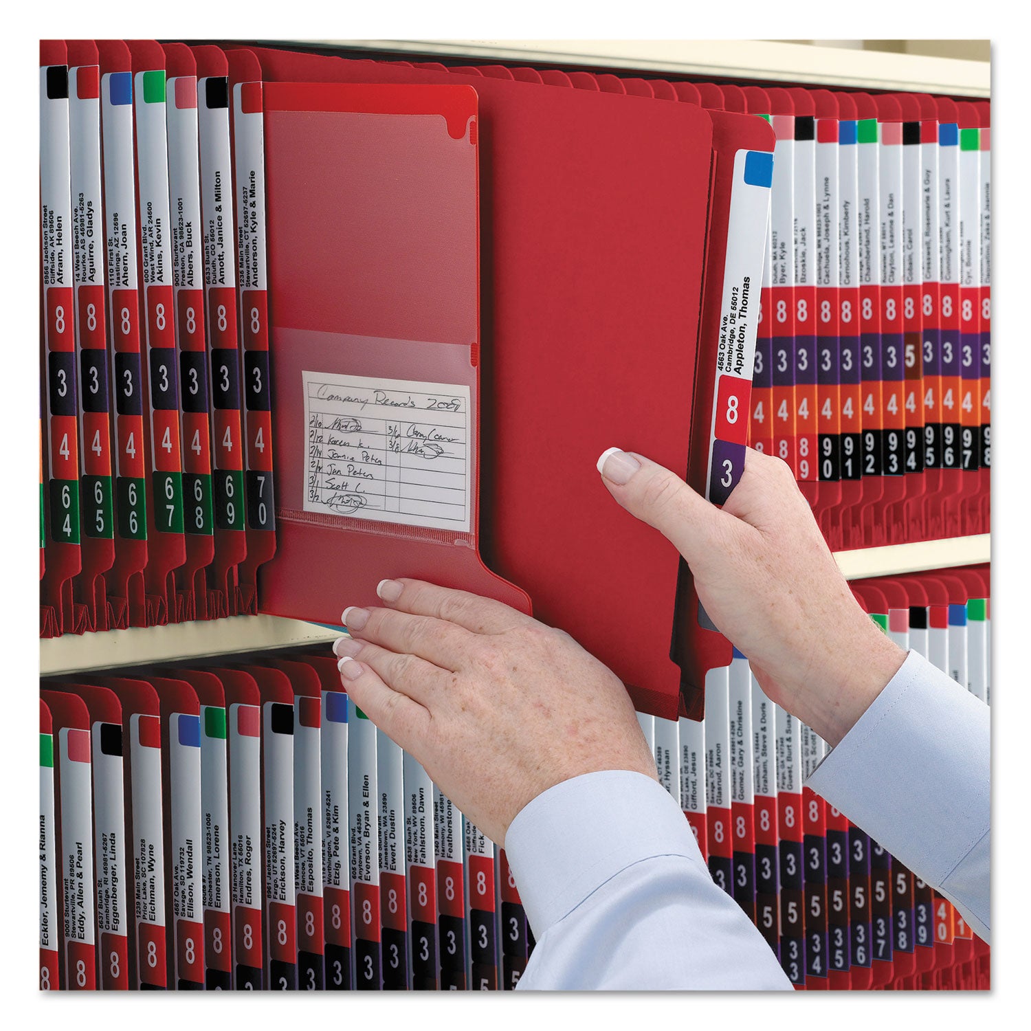 Smead Straight Tab Cut Letter Recycled Classification Folder - 8 1/2" x 11" - 2" Expansion - 2 x 2S Fastener(s) - 2" for Folder - End Tab Location - 2 Divider(s) - 25 pt. - Pressboard - Bright Red - 100% Recycled - 10 / Box