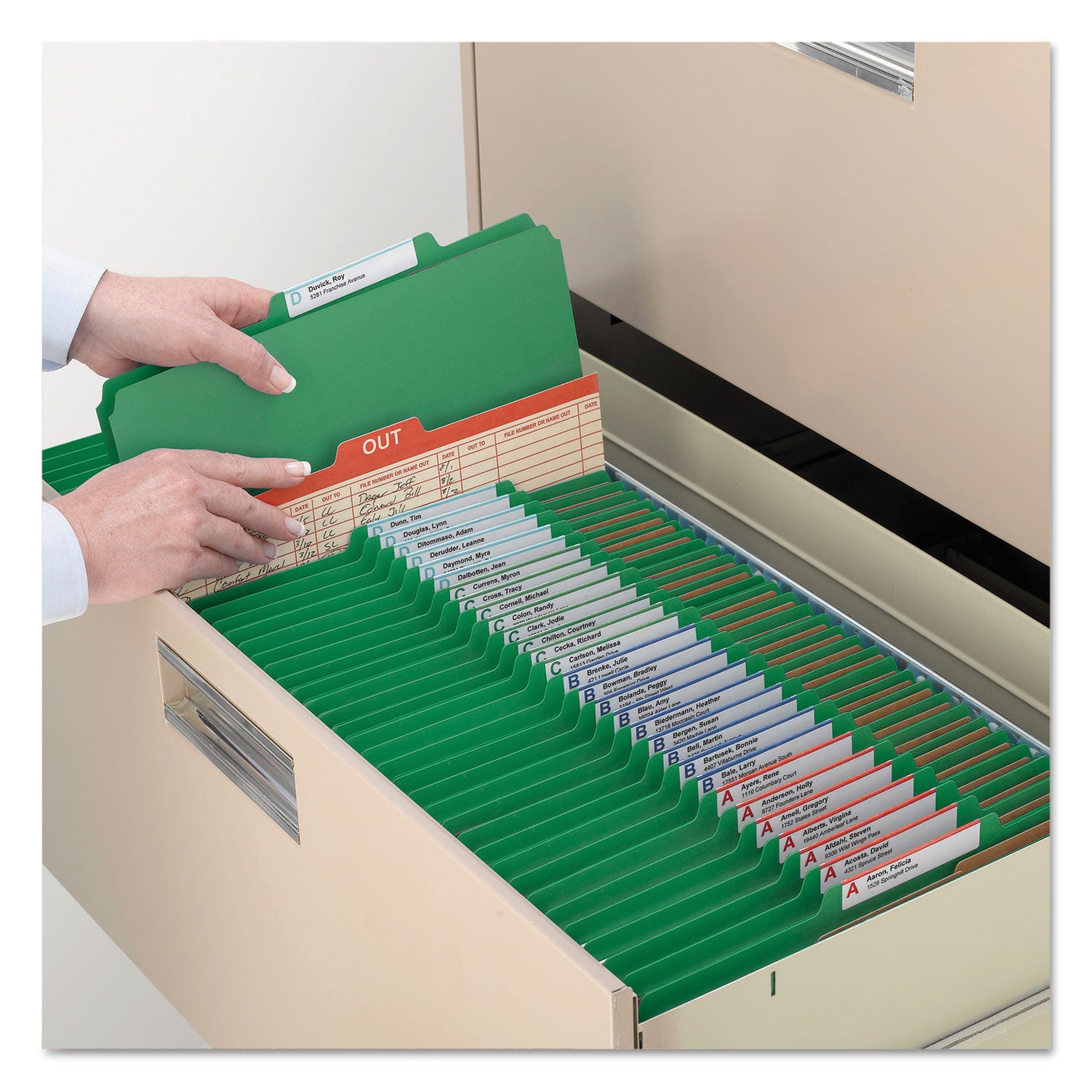 Smead SafeSHIELD Legal Classification Folder, 2/5 Tab Cut, 2" Expansion, 2 Fasteners, 2 Pockets, 2 Dividers, 25 pt. Green Pressboard, 100% Recycled, 10/Box
