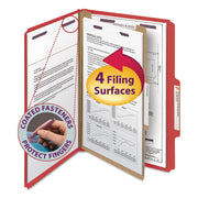 Smead SafeSHIELD 2/5 Tab Cut Legal Recycled Classification Folder, Bright Red, 2" Expansion, 1 Divider, 2 Fasteners, Heavy Duty, Tear Resistant, 100% Recycled, 10/Box
