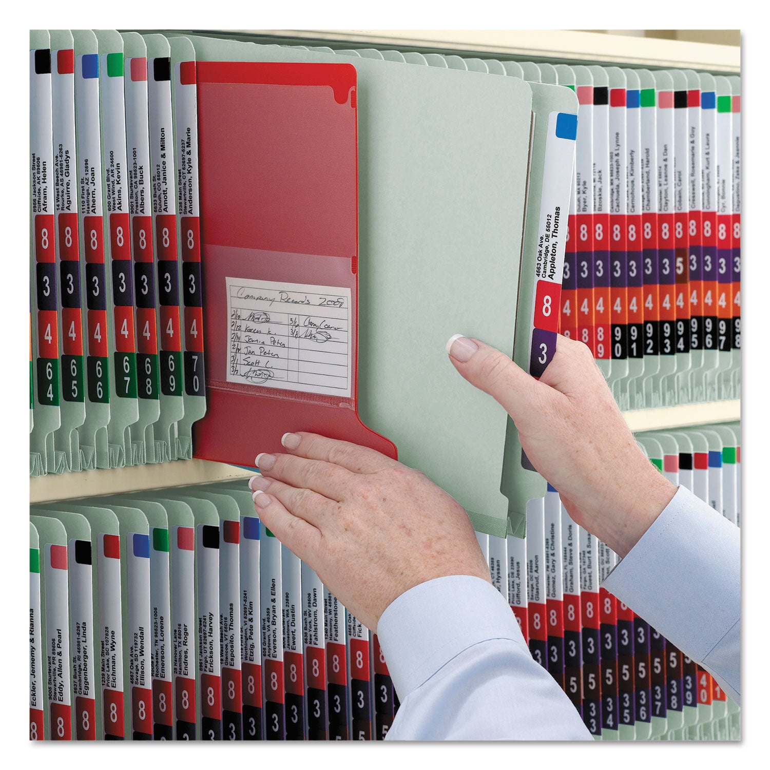 Smead End Tab Pressboard Classification Folders, Letter Size, 2" Expansion, 2 Fasteners, 2 Dividers, Straight Tab, Gray/Green, 100% Recycled, 10/Box