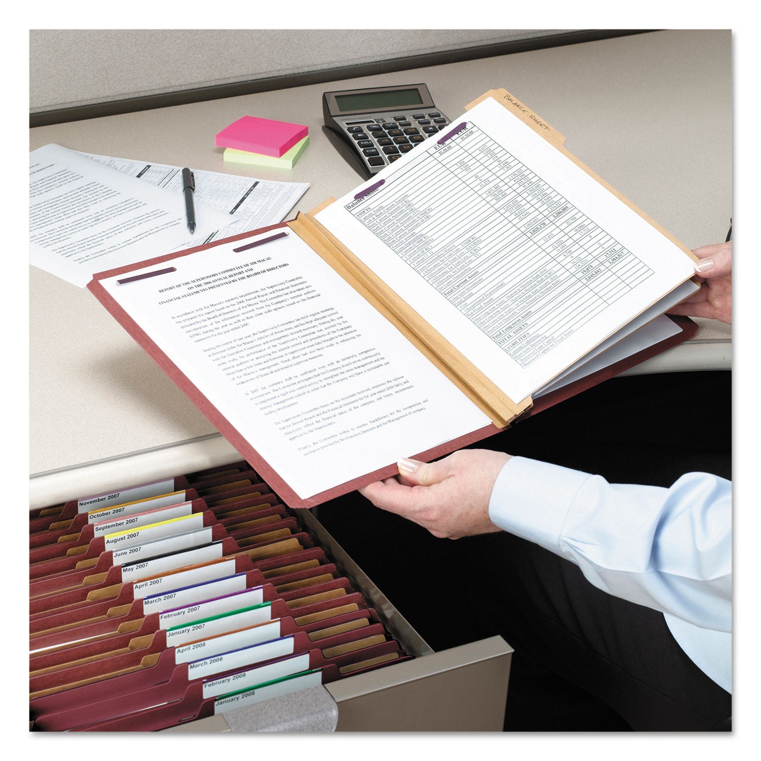 Smead SafeSHIELD 2/5 Tab Cut Legal Classification Folders, 2 Dividers, 2" Expansion, 8.5" x 14", Red, 100% Recycled, 10/Box