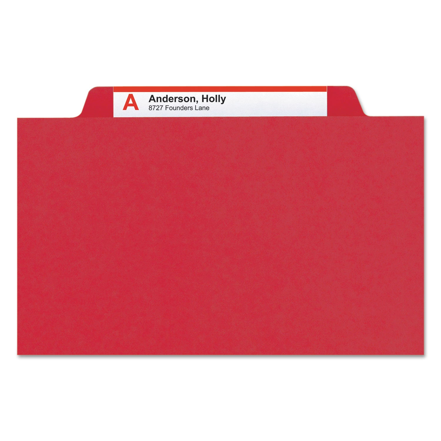 Smead SafeSHIELD 2/5 Tab Cut Letter Size Recycled Classification Folders, 3 Dividers, 2 Fasteners, 3" Expansion, Bright Red, Heavy Duty Pressboard, 100% Recycled, 10/Box