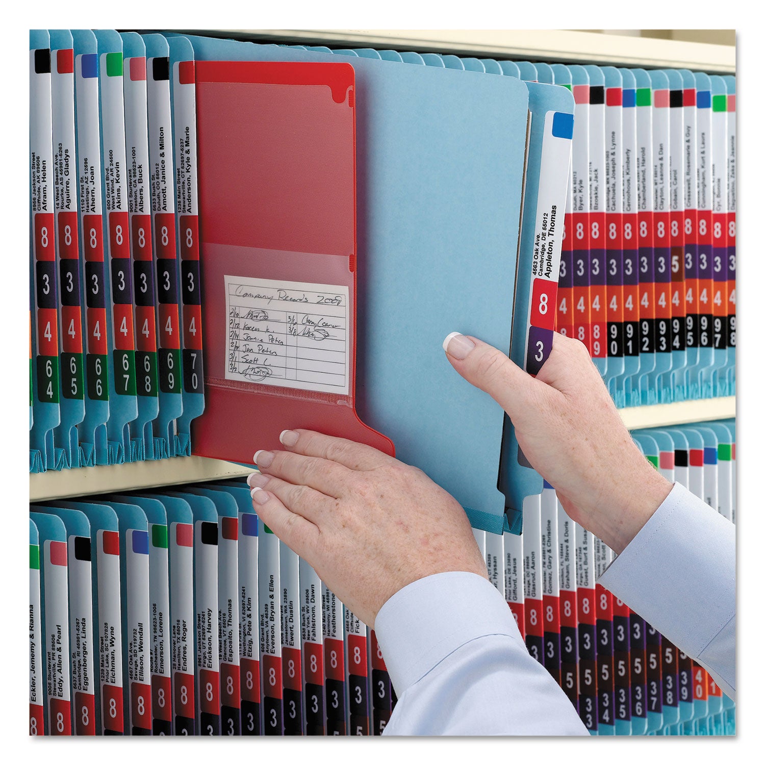 Smead Straight Tab Cut Letter Recycled Classification Folder - 8 1/2" x 11" - 2" Expansion - 2 x 2S Fastener(s) - 2" for Folder - End Tab Location - 2 Divider(s) - 25 pt. - Pressboard - Blue - 100% Recycled - 10 / Box